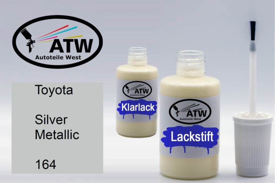 Toyota, Silver Metallic, 164: 20ml Lackstift + 20ml Klarlack - Set, von ATW Autoteile West.